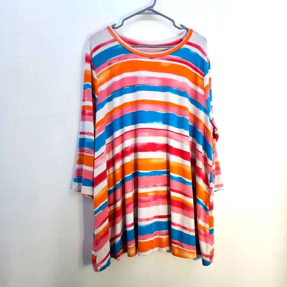 Jessica London Colorful Striped Tunic Blouse Size 22/24